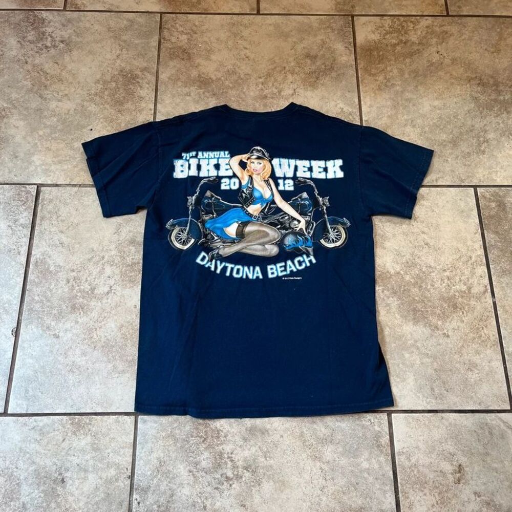 Vintage 2012 Daytona Beach 71st Annual Bike Week Pin Up Graphic T-Shirt size M